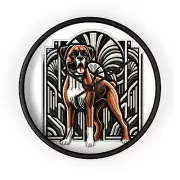 Home Decor Wall Clock Art Deco Boxer Dog Geometric Elegance Pet Lover Cute Fun