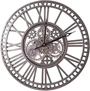 Garden Clocks Outdoor Waterproof, 23 Inches Retro Industrial Style Wrought Iron Gear Clock Outdoor Clocks for The Garden Wall Mounted Weatherproof Outside Clock Indoor Outdoor Decora