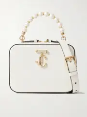 [Jimmy Choo] Jimmy Choo - Avenue Vanity Embellished Leather Shoulder Bag - White - One size One size White