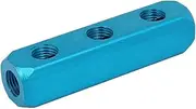 Pneumatic (Power tool) 1/4" PT Thread 3 Way Air Hose Inline Manifold Splitter (71ry543qf457) Block Blue