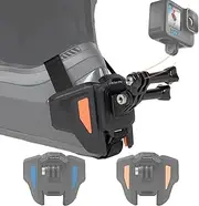 Offroad Helmet Chin Mount Strap Compatible with GoPro Hero 13 12 11 10 9 8 7 5 4, SJCAM, DJI Osmo 4 3 Pocket 3, Insta 360 x4 x3, GO3 Ace Pro Action Cameras etc. (Orange)