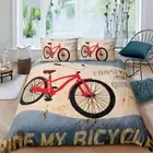 Print Comforter Cover King Red Retro Bicycle Theme Duvet Cover for Kids Boys