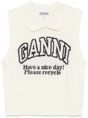 [GANNI] Graphic Wool Mix Collar Vest