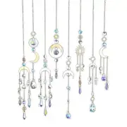 Crystal Suncatcher Metal Moon Ring Rainbow Hanging Prism Ornament Car Decoration