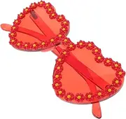 [SAFIGLE] Sunglasses Beach Party Cool Cute Seaside Ladies Uv Sunglasses Sun Women Stylish Trendy Love Heart Polarized Heart Glasses Sun Glasses Pc Red
