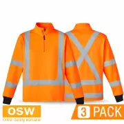 3 x Unisex Hi Vis Half Zip X-Back Rail PULLOVER Fleecy Warm Jumper XXS~7XL ZT660