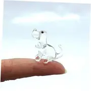Rare Beagle Micro Tiny Figurines Hand Blown Glass Art Animals Clear Sit