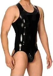 [DAIJES] 100% Latex Rubber Catsuit Men Black Handsome Triangle Jumpsuit Set