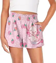 [Yzaoxia] Girls Athletic Shorts Sports Running Shorts Active Shorts for Gym Workout High Waisted Shorts Activewear 1-16 Years