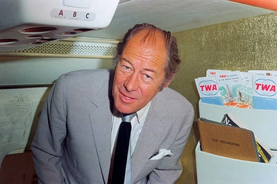 Rex Harrison on a TWA flight circa 1990 New York Historic Old Photo