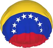Flag Of Venezuela Print Various Activities Shower Cap Reusable Soft And Lightweight Bath Hair Cap Long Hair