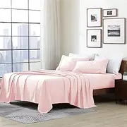 Cathay Home Essentials Ultra Soft Hypoallergenic Wrinkle Resistant Double Brushed Microfiber Bedding Sheet Set, Blush,3 pcs Twin