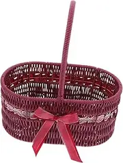 WHAMVOX Handwoven Flower Basket with Handle Portable Multi Functional Storage for Home Office Weddings Organizer for Decor Flower Arrangements Rustic Indoor