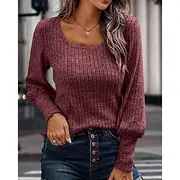 Women's Shirt Blouse Plain Modern Casual Long Sleeve Crew Neck Regular Tops Daily Holiday Going out Black Wine Blue Khaki Light Grey Fall