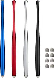 CCIVV Slim Waist Stylus Pens for Touch Screen, Compatible with iPad, iPhone, Kindle Fire + 8 Extra Replaceable Hybrid Fiber Tips (Black,Silver,Blue, Red)