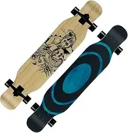 Sports Longboard Skateboard, 46.5" 7-Layer AAA-Level Grade Maple Skull Snake Pattern Professional Street Skateboard Suitable for Young Adults