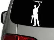 EVIL DEAD Ash with Chainsaw Vinyl Decal, high quality, white, CHOOSE SIZE