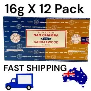 Sandalwood Nag Champa Satya Incense Sticks 16g [12 pack] Bulk Pack Home Aroma