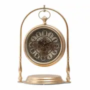 Marrakye Arch Moving Cogs Table Clock - Metallic Gold Wash
