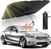 Car Windshield Sunshade Umbrella,Foldable Front Window Sunshade, UV Protection Sun Shade Umbrella with 2 Side Window Suns,Windshield Cover 55"X31"for Most Car