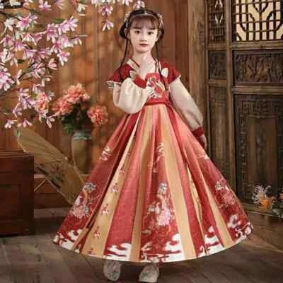 Kids Girl Hanfu Dress Chinese Traditional Embroidered Tang Suit Princess