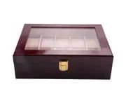 Luxury Wooden Watch Box Watch Holder Box for Watches Men Glass Top Jewelry Organizer Box 10 Grids Watch Organizer