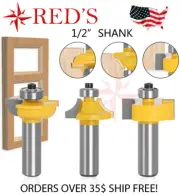 REDS Y61797-8 - 3 Bit Set Round Over Glass Door Router Bit 1/2" Shank