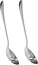 OFFSCH 2pcs Stainless Steel Dinner Spoons Slotted Spoons for Cooking Straining Serving Family Meal Restaurant Banquet Utensils