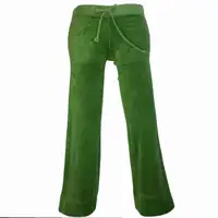 在飛比找有閑購物優惠-美國時尚品牌Juicy Couture綠色天鵝絨休閒繫帶長褲