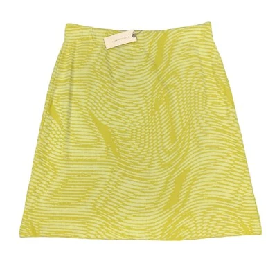 Anthropologie Aldomartins Valencia Skirt Womens M Chartreuse Yellow Pull On Mini