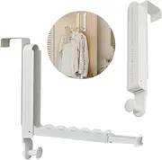 Over The Door Hooks Clothes Hanger, 2 Pack Foldable Clothes Drying Rack with Retractable Rod, Portable Over The Door Laundry Rack for Clothes Towels Hats Bags During Travel and Home