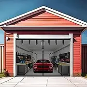 Premium 8.3x7.15ft Garage Door Screen for 1 Car Garage 8x7ft Single Heavy Duty Fiberglass Screen Mesh with Hook & Loop Tapes, Strips, Doors Screen with Powerful Magnets, Easy to Install (Black, 8x7ft)