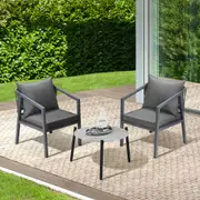 Livsip 3PCS Outdoor Patio Setting Furniture Lounge Set Grey 50cm Coffee Table