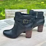 Cole Haan Cassidy Women Size 8.5 Ankle Boots Buckle Leather Bootie Black New