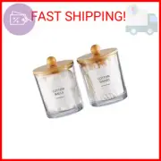 Glass Apothecary Jars with Bamboo Lids for Bathroom Organization, Q tip Holder a