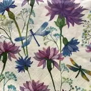 4 Paper Napkins for Decoupage / Parties - Corn flower and dragonflies