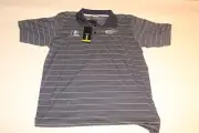 BUD LIGHT - Adidas Climalite Short Sleeve Polo Shirt - Blue Striped MEN'S MEDIUM
