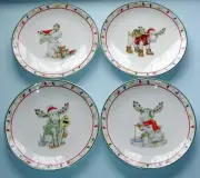 Lenox Merry Marcel The Moose Dessert Accent Plates 4 Piece Assorted Set 8.5" New