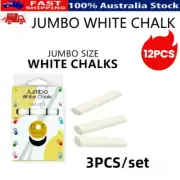 12pcs Jumbo White Chalk Sticks Thick Teaching Writing Arts Drawing Wall Sidewalk