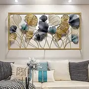 Handmade Ginkgo Leaf Metal Wall Art Sculpture, Wall Metal Decor Art - 3D Ginkgo biloba Creative Wrought Iron Wall Decoration Metal Wall Decoration Pendant for Home Kitchen Bedroom Kitchen