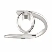 Sterling Silver Oval Cut Solitaire Ring Setting - Modern Bypass Style Ring Mount