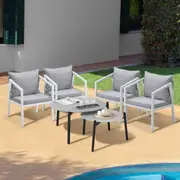 Livsip 6PCS Outdoor Patio Setting Furniture Lounge Grey 70cm Coffee Table Set
