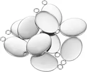 uxcell Oval Pendant Blank Tray, 20Pcs 13mm - Stainless Steel Cabochons Setting Blank Connector Base for DIY Jewelry and Making Embossed Photo (Silver)