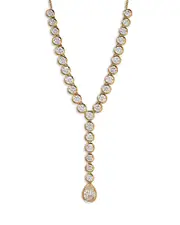 Nadri Cubic Zirconia Bezel Lariat Necklace in 18K Gold Plated, 16-18