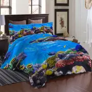 Coral Swordfish 3D Printing Duvet Quilt Doona Covers Pillow Case Bedding Sets