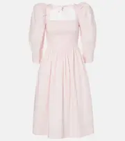 [Ganni] Ganni Smocked cotton poplin midi dress AU 6 pink