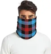 [Caihoyu] Winter Knitted Neck Gaiter for Women and Men Thick Thermal Fleece Lined Neck Ski Warmer Cold Weather Christmas Buffalo Plaid Check Tartan Scottish Red Blue, Multicolor
