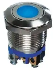 Apem PUSH BUTTON SWITCH 50mA Momentary SPST, Flat Button, IP65 Illuminated BLUE