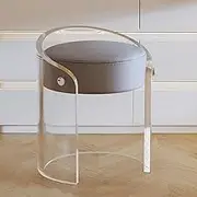 Transparent Acrylic Makeup Stool, Dressing Table Makeup Chair, Compact Makeup Stool, Artistic Makeup Chair, Soft Cushion, Can Be Placed Under The Table,Gray
