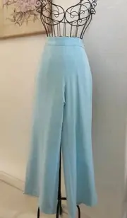 ELIE TAHARI EH42106 Light Blue Hi-rise Wide Leg Cropped Pant Trouser Size 10-NWT